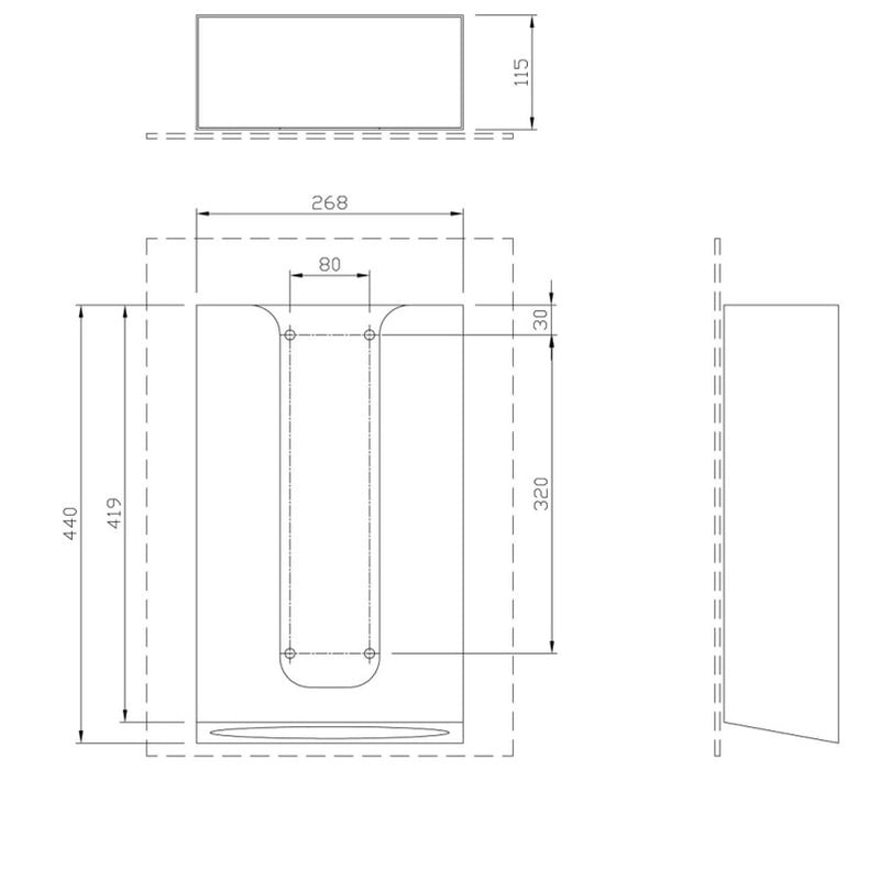 Dolphin Behind Mirror/Surface Mounted Paper Towel Dispenser
technical drawing