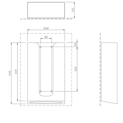 Dolphin Behind Mirror/Surface Mounted Paper Towel Dispenser
technical drawing