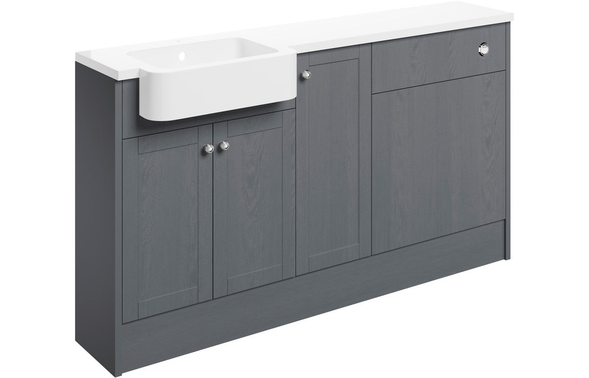 Badar 1542mm Basin  WC & 1 Door Unit Pack (RH) - Grey Ash
