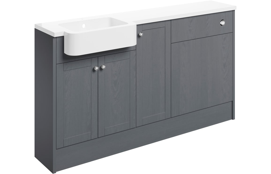 Badar 1542mm Basin  WC & 1 Door Unit Pack (LH) - Grey Ash