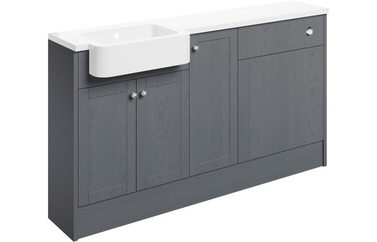 Badar 1542mm Basin  WC & 1 Door Unit Pack (LH) - Grey Ash