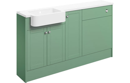 Badar 1542mm Basin  WC & 1 Door Unit Pack (RH) - Matt Sage Green