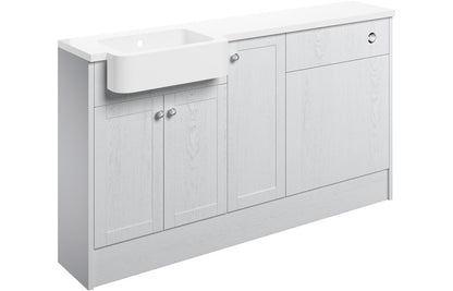 Badar 1542mm Basin  WC & 1 Door Unit Pack (LH) - Satin White Ash