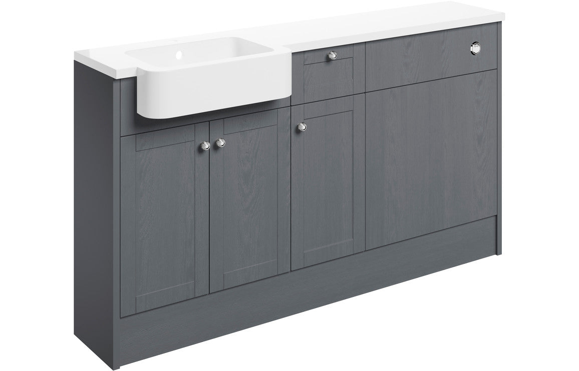 Badar 1542mm Basin  WC & 1 Drawer  1 Door Unit Pack (LH) - Grey Ash