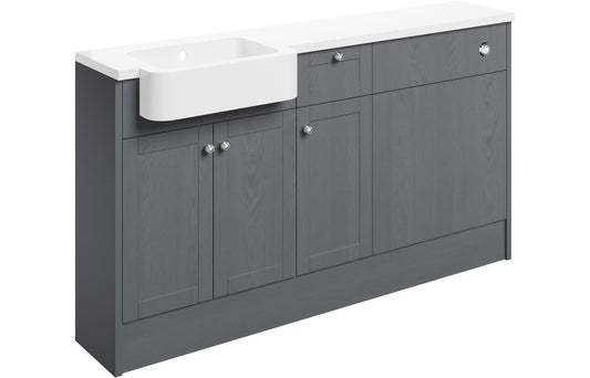 Badar 1542mm Basin  WC & 1 Drawer  1 Door Unit Pack (LH) - Grey Ash