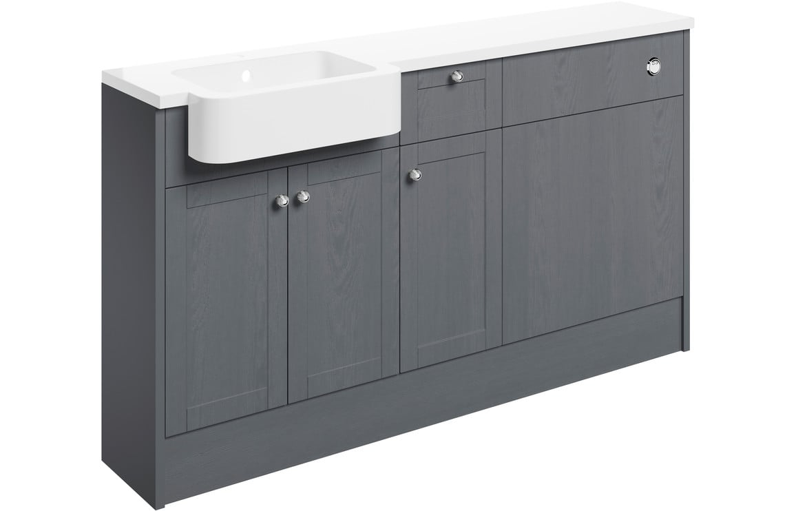 Badar 1542mm Basin  WC & 1 Drawer  1 Door Unit Pack (RH) - Grey Ash