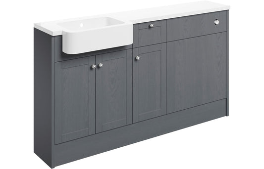 Badar 1542mm Basin  WC & 1 Drawer  1 Door Unit Pack (RH) - Grey Ash