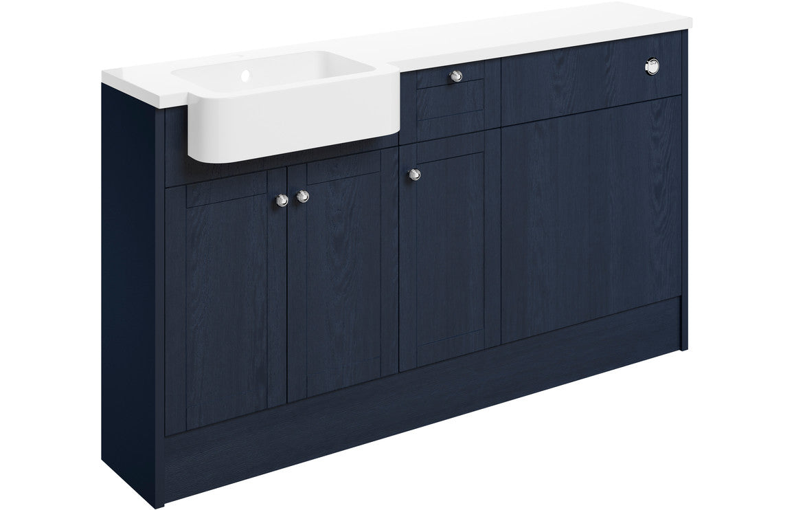 Badar 1542mm Basin  WC & 1 Drawer  1 Door Unit Pack (LH) - Indigo Ash