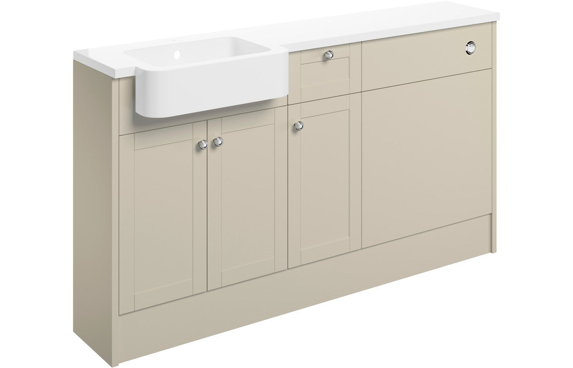 Badar 1542mm Basin  WC & 1 Drawer  1 Door Unit Pack (RH) - Matt Latte