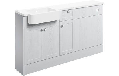 Badar 1542mm Basin  WC & 1 Drawer  1 Door Unit Pack (LH) - Satin White Ash