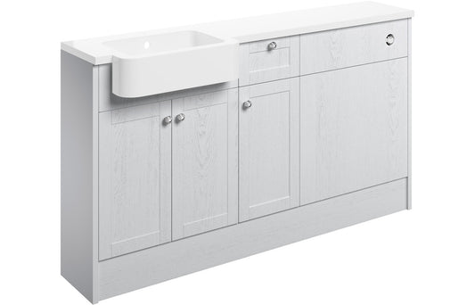 Badar 1542mm Basin  WC & 1 Drawer  1 Door Unit Pack (LH) - Satin White Ash