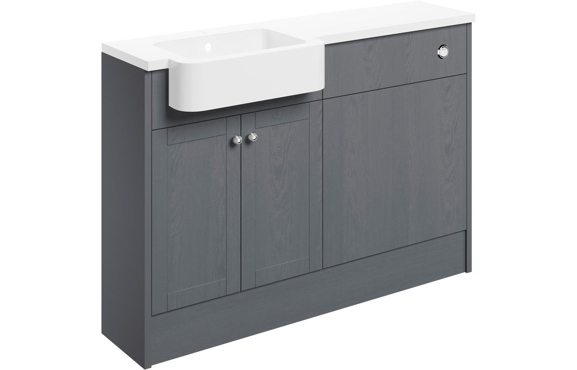 Badar 1242mm Basin & WC Unit Pack (LH) - Grey Ash