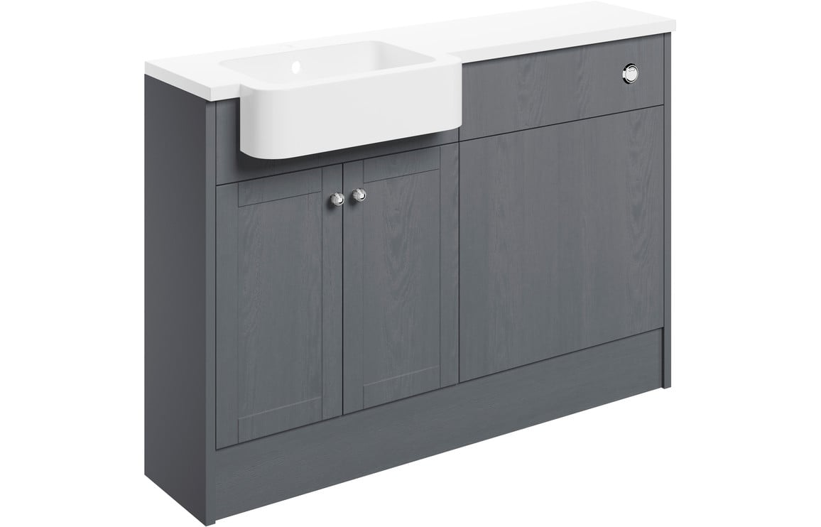 Badar 1242mm Basin & WC Unit Pack (RH) - Grey Ash