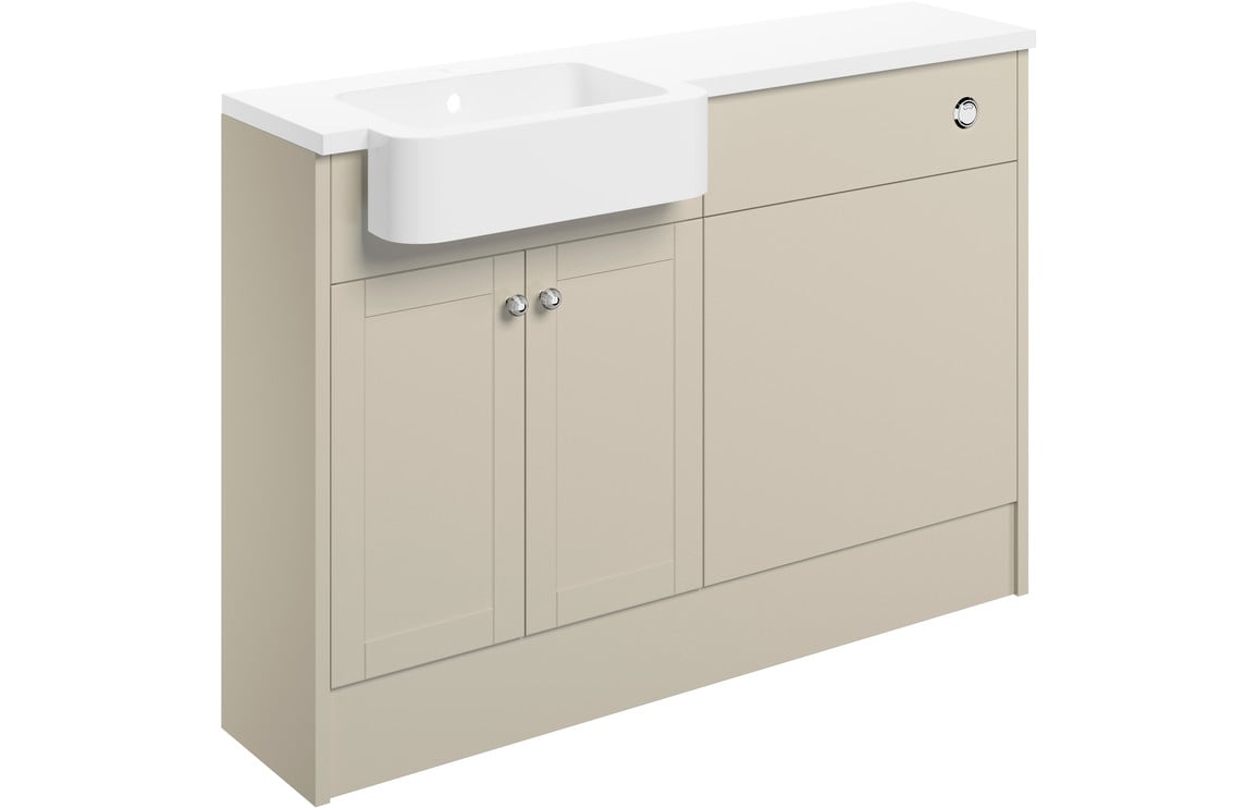 Badar 1242mm Basin & WC Unit Pack (RH) - Matt Latte