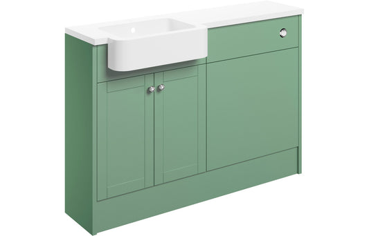Badar 1242mm Basin & WC Unit Pack (LH) - Matt Sage Green