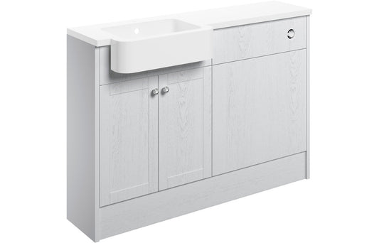 Badar 1242mm Basin & WC Unit Pack (LH) - Satin White Ash