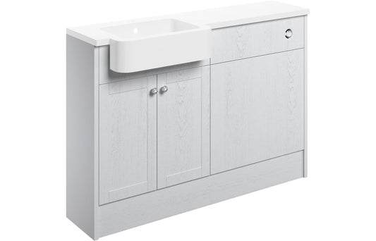 Badar 1242mm Basin & WC Unit Pack (RH) - Satin White Ash