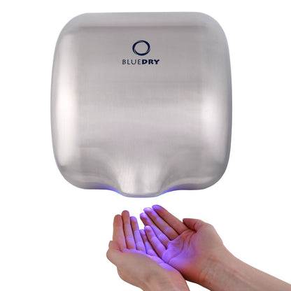 Blue Dry Eco Hand dryer in brushed chrome