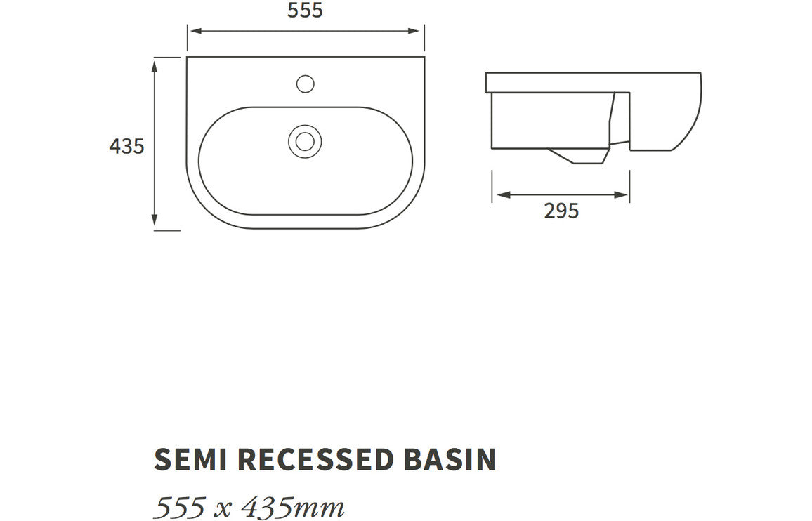 Cresida 555x435mm 1TH Semi Recessed Basin