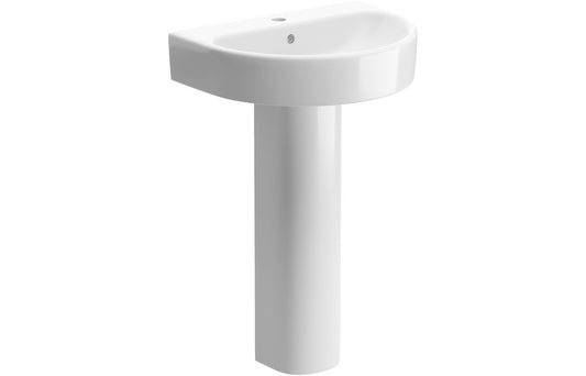 Cresida 555x430mm 1TH Basin & Full Pedestal