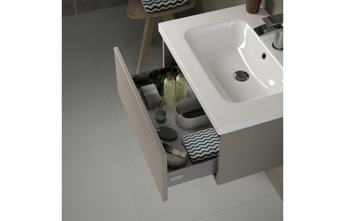 Cordelia 800mm 2 Drawer Floor Standing Basin Unit (No Top) - Latte