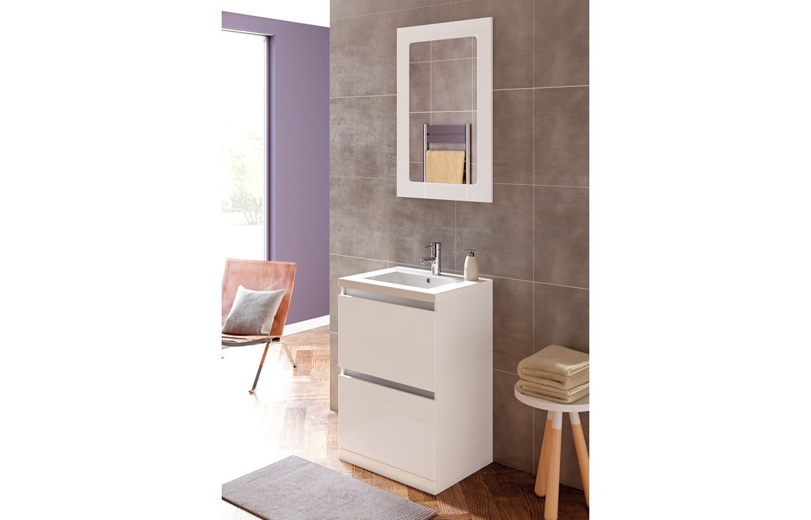 Cordelia 815mm 1 Drawer Wall Hung Basin Unit Inc. Basin - White Gloss