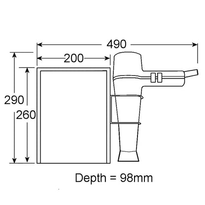 Styler Deluxe Hair Dryer Button Operated - dimensions