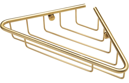 Eris 1-Tier Corner Shower Storage - Brushed Brass