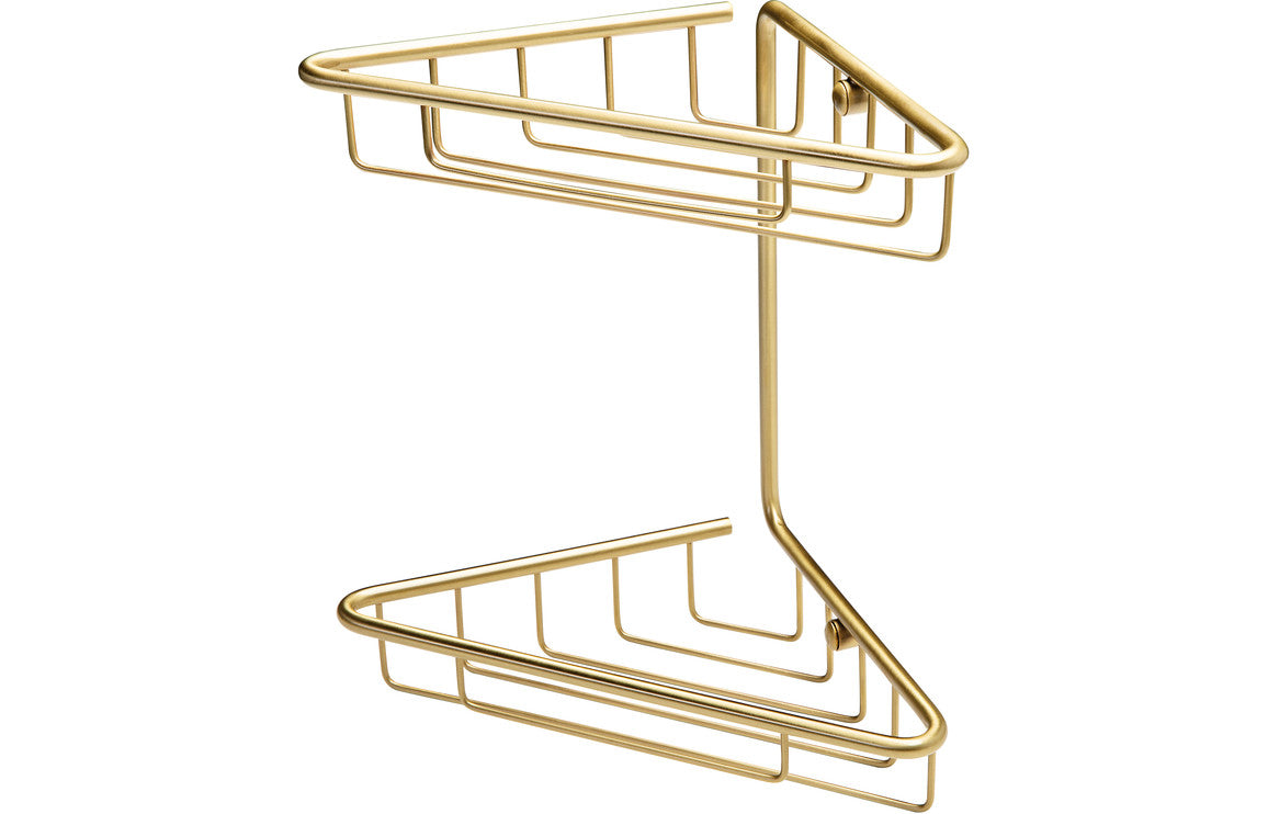 Eris 2-Tier Corner Shower Storage - Brushed Brass