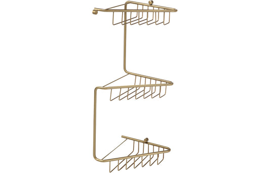 Eris 3-Tier Corner Shower Storage - Brushed Brass
