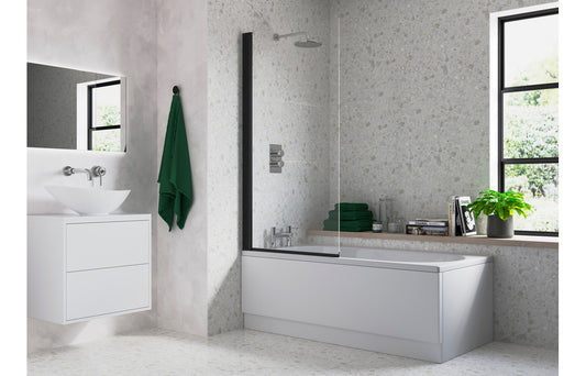 Single Straight Bath Screen - Black