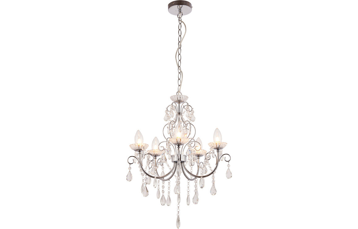 Pavo 5 Arm Chandelier Ceiling Light - Chrome