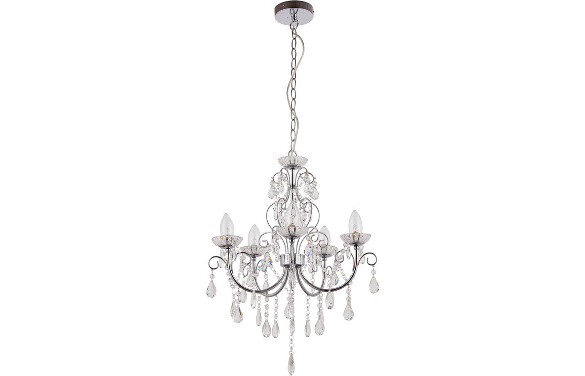 Pavo 5 Arm Chandelier Ceiling Light - Chrome