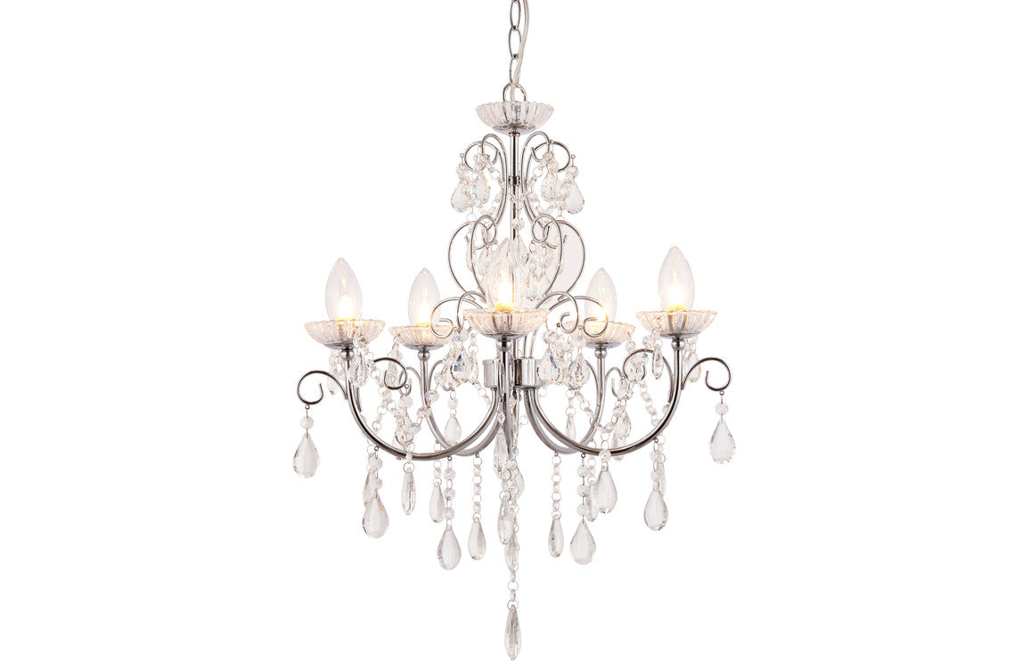 Pavo 5 Arm Chandelier Ceiling Light - Chrome