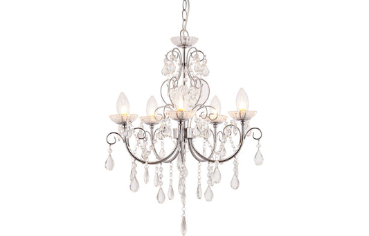 Pavo 5 Arm Chandelier Ceiling Light - Chrome