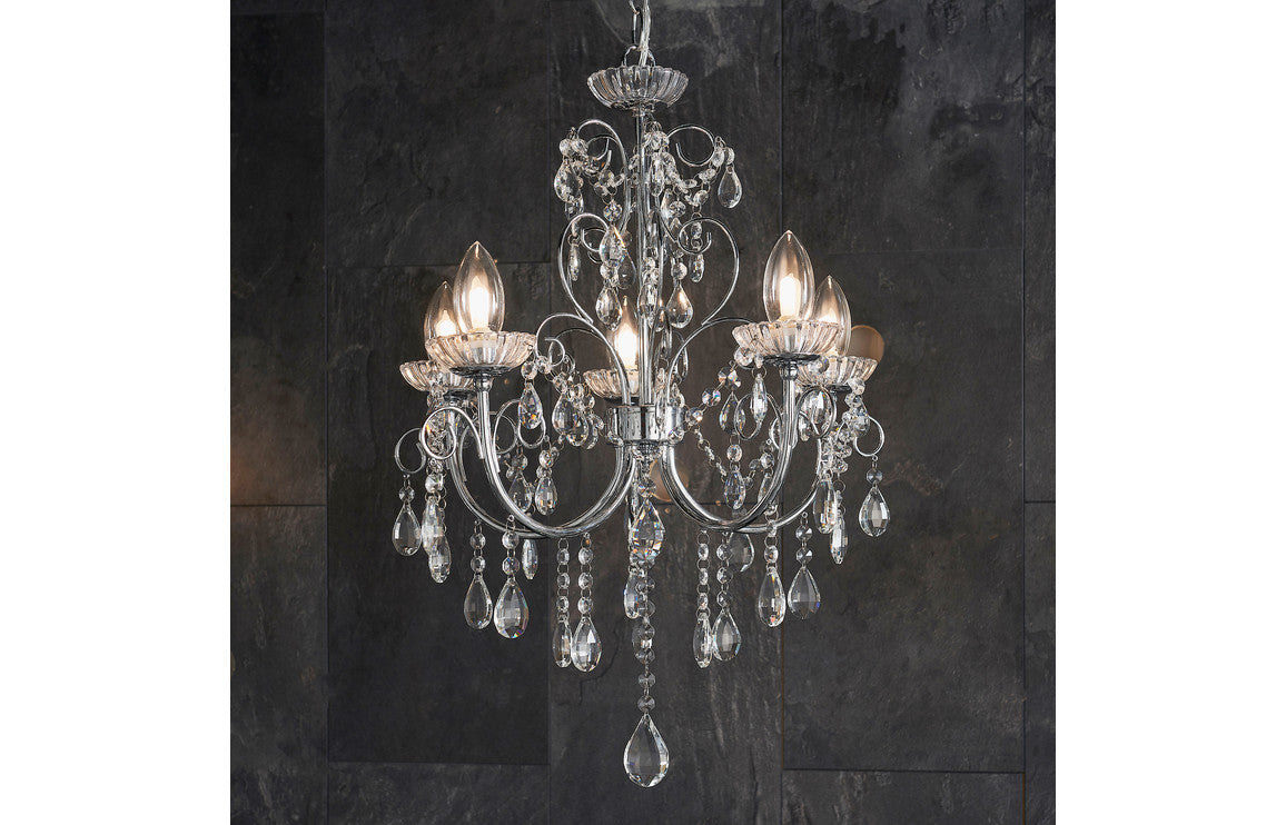 Pavo 5 Arm Chandelier Ceiling Light - Chrome