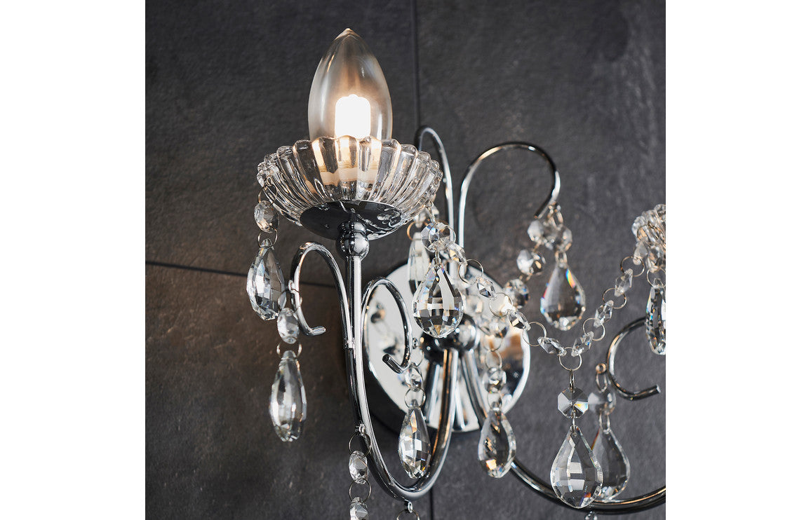 Pavo 2 Arm Chandelier Wall Light - Chrome