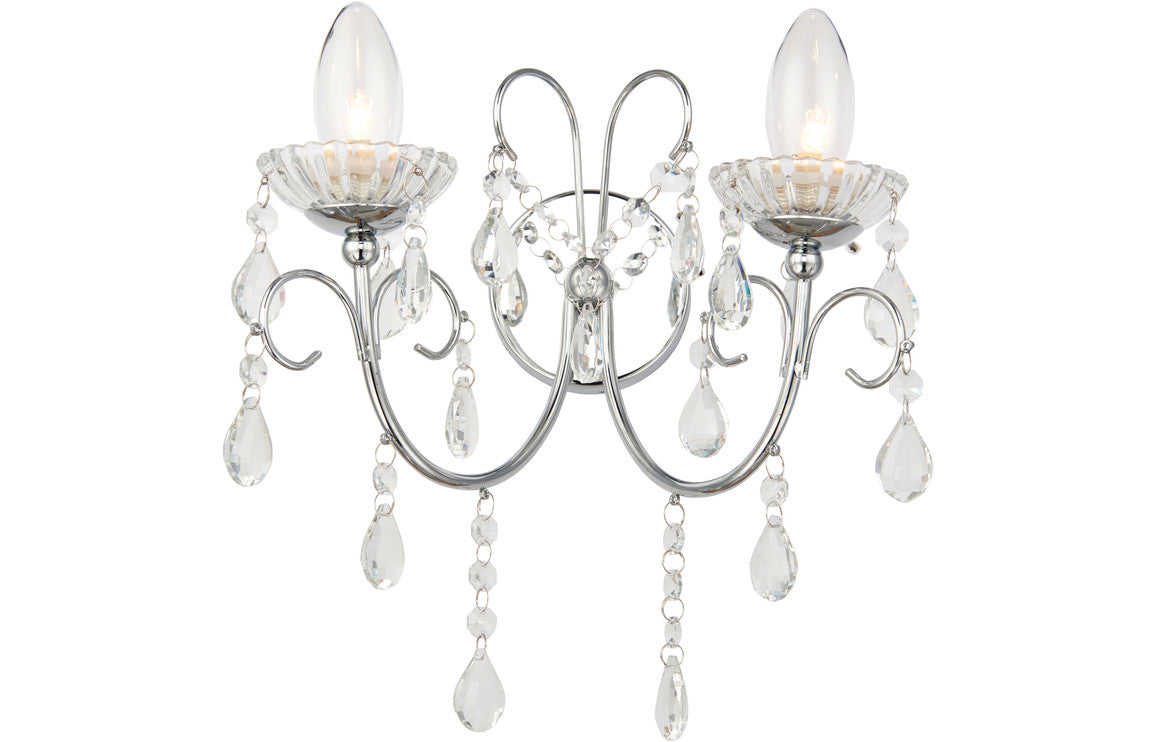 Pavo 2 Arm Chandelier Wall Light - Chrome