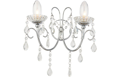 Pavo 2 Arm Chandelier Wall Light - Chrome