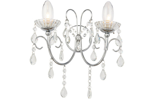 Pavo 2 Arm Chandelier Wall Light - Chrome