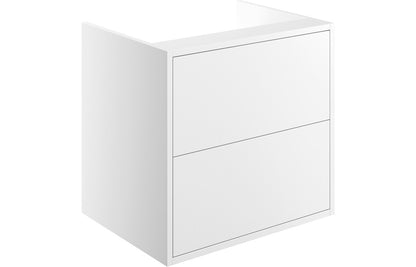 Palas 600mm 2 Drawer Wall Hung Basin Unit (No Top) - Matt White