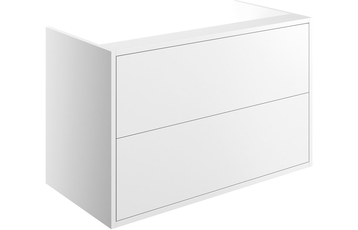 Palas 900mm 2 Drawer Wall Hung Basin Unit (No Top) - Matt White