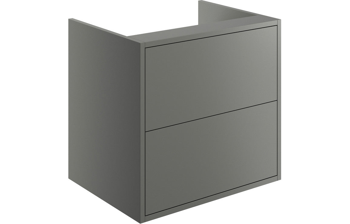 Palas 600mm 2 Drawer Wall Hung Basin Unit (No Top) - Matt Grey