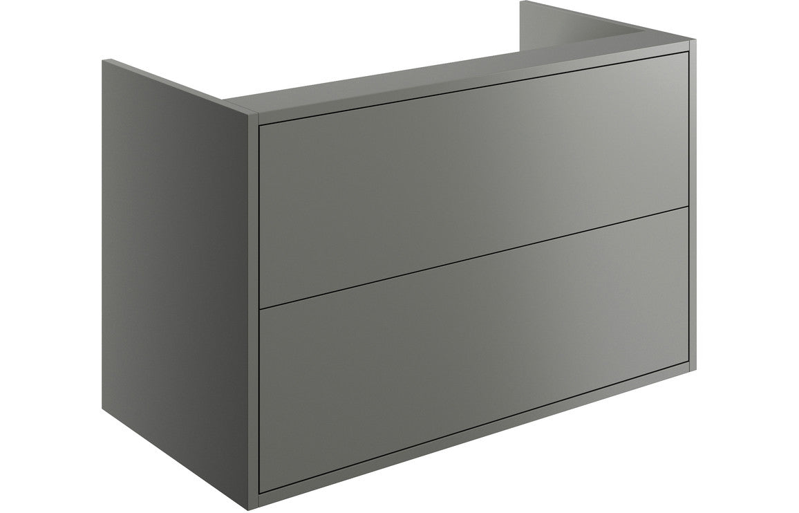 Palas 900mm 2 Drawer Wall Hung Basin Unit (No Top) - Matt Grey