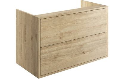 Palas 900mm 2 Drawer Wall Hung Basin Unit (No Top) - Havana Oak