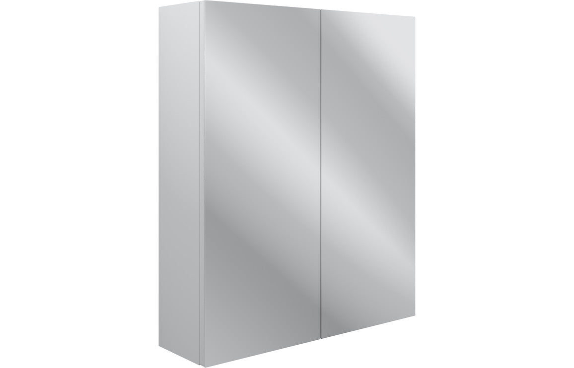 Badar 600mm 2 Door Mirrored Wall Unit - Satin White Ash
