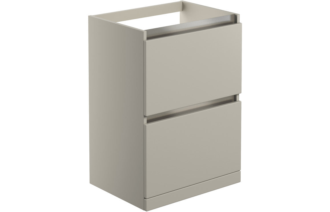 Cordelia 600mm 2 Drawer Floor Standing Basin Unit (No Top) - Latte