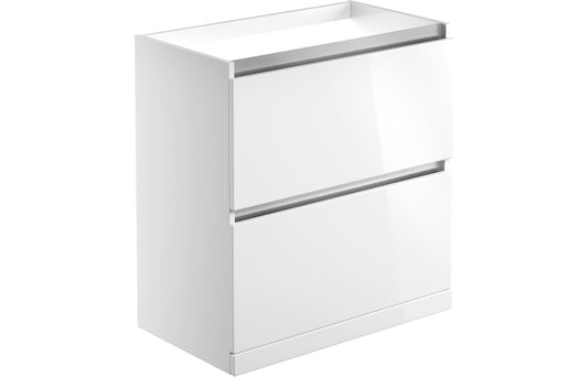 Cordelia 800mm 2 Drawer Floor Standing Basin Unit (No Top) - White Gloss