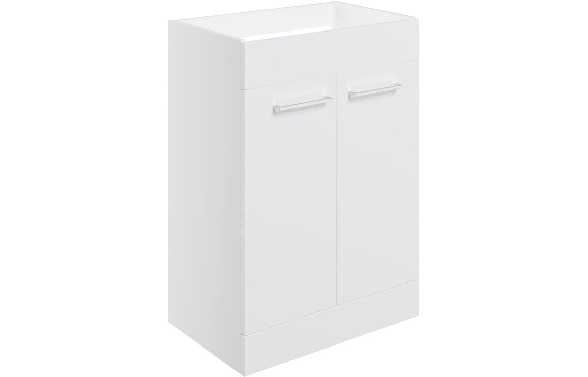 Vesper 590mm Floor Standing 2 Door Basin Unit (No Top) - White Gloss