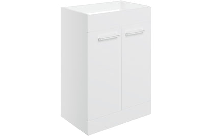 Vesper 590mm Floor Standing 2 Door Basin Unit (No Top) - White Gloss